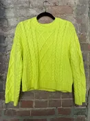 AE Neon Yellow Cable Knit Sweater S