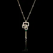 Affinity Tassle Necklace | 3 Link with Green Emerald & Diamonds