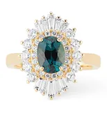 1.46ct Green Tourmaline and 1.20ct Diamond Flutter Ballerina Ring