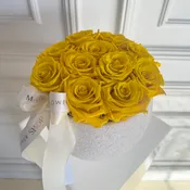 Petite Yellow Eternity Roses (ceramic vase)