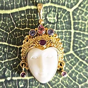 18K Gold Handmade Goddess with Ruby,Pink Tourmaline and Tanzanite