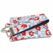 Americana Floral Fabric Zipper Pouch with Keychain