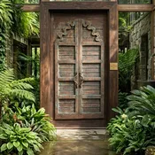 Antique Arched Door Customized Teak Wood Single Entry Door 96x49