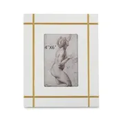 10.75 Inch Gold Inlay White Photo Frame (4x6)