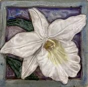 cattleya orchid tile — Clay Trout Pottery