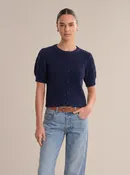 525 America Cici Bobble Knit Cardigan in Dark Blue