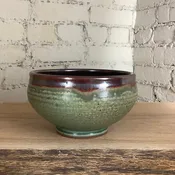 Large Green & Rust Cereal Bowl
