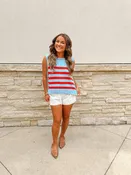 Blue & Red Striped Knit Sweater