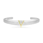 0.02 ct. Diamond 18K Yellow Gold & Silver Open Cuff Bracelet
