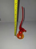 Viking Glass Epic #1311 Long Tail Bird - Persimmon / Amberina - w/ Original Foil Label - 10.5" MCM — Pocahontas Antiques & Curiosities