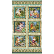 Michael Miller Girls Gone Camping Campy Scenic 24" Panel DCX12754-SAGE-D 100% Cotton Fabric 44/45" wide
