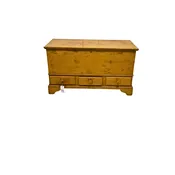 Late 19th Century Mule Chest over 3 drawers on bracket feet, yellow paint — White Barn Antiques