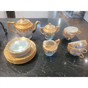 19-Pc Vintage Japanese Lusterware Tea Set - AS IS