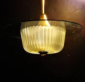 Brass and Glass Modernist Ceiling Fixture, circa 1940
