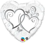 18"-36" Entwined Gold & Silver Hearts Helium Balloons