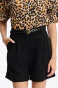 Athena Leather Belt with Twisted Gold Buckle - Black