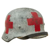 German WWII M35 SS "Kampfgruppe Peiper" Ardennes Winter Medic Sanität Custom Painted Steel Helmet - Stahlhelm 25 WW2 M1935