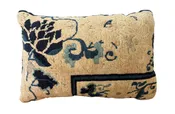 #114 Custom made Lumbar Pillow w/Antique Chinese Rug Fragment  18 "W