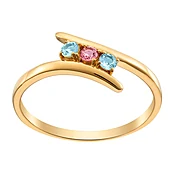 14K Gold over Sterling Birthstone Wave Ring