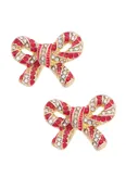 All Twisted Up Candy Cane Pave Bow Earrings