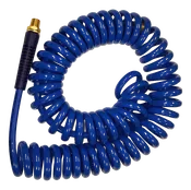 1/4″ Coiled Air Hose, Self-Storing, 25 ft long, 1/4″ NPT Male Swivel Ends