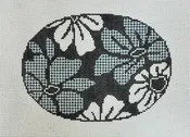 GINGHAM BLOOMS OVAL BLACK CANVAS