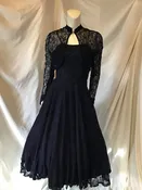 1950's Navy Blue Lace Gown with Bolero-size 5/6