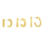 Gold Textured Set of 3 .75" Hoop Earrings
