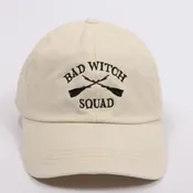 BAD WITCH SQUAD Embroidery in Cotton Baseball Cap - Beige