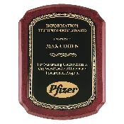 10 1/2" x 13" Airflyte Rosewood Piano Finish Plaque with Black Florentine Gold LaserFX Plate