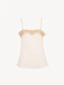 Fitted tank top in embroidered lace
