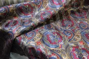 Red/multi paisley poly jacquard - $10.50/yd