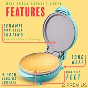 PREMIUS Ceramic Non-Stick Mini Snack Flat Griddle Maker, 4 Inch Mold