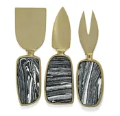 Amalfi Set of 3 Cheese Tools - Black with Gold