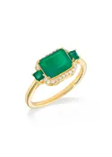 14K Gold Plated Over 925 Silver Green Onyx & White Topaz Promise Ring