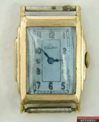 1936 Art Deco Bulova 15J Manual C. 6AF Blue Crystal 10K RGP Star Case For Repair
