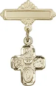 4-Way Charm and Polished Engravable Badge Pin