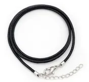 16" Black Leather necklace