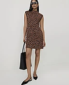 Petite Animal Print Mini Sweater Dress