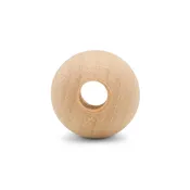 1-1/2" (38.1mm) Natural Wood Ball Bead with 3/8" (9.53mm) Hole
