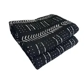 #103 Lg Vintage Malian Black & White Mud Cloth Textile 88" by 62"