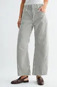 Barrel Jean with Seams - Olive Stripe