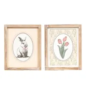 10x12 Reversible Wood Frame Sign - Tulip & Bunny