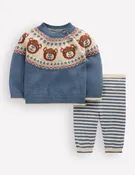 Fair Isle Knitted Play Set-Denim Blue Bear Fair Isle