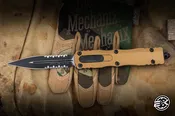 Microtech Dirac Delta OTF Automatic Knife Tan Aluminum 3.75" M390 Dagger Serrated Black 227-2TA