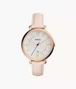 Jacqueline Three-Hand Date Blush Leather Watch