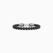 Onyx Beaded Buckle Bracelet in Sterling Silver 8mm | Bixlers®