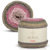 Sensy Cake Yarn – Blush Pink Sage Taupe Gradient Yarn, Self-Striping Acrylic, 525 Yards, #3 Lightweight