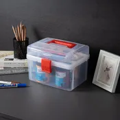 Clear First Aid Bin with Detachable Tray, Portable Emergency Kit, Medicine and Medical Supply Travel Tote, Arts & Craft Storage Box
