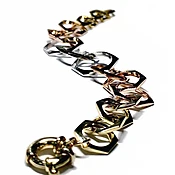 BRACELET 0432 - Graduating Hexagon Links in 18k Rose, White and Yellow Gold
